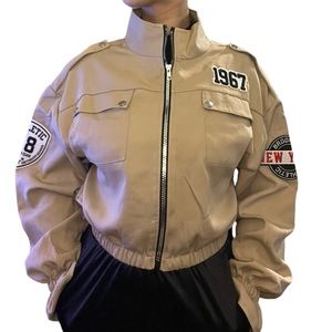 Spring Varsity Bomber Jacket - Tan